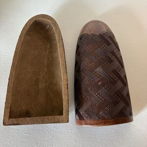 Vintage Handmade Wood Trinket Box Container 7” Hand Carved